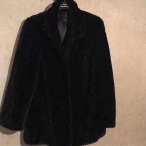 Dennis basso black faux fur coat